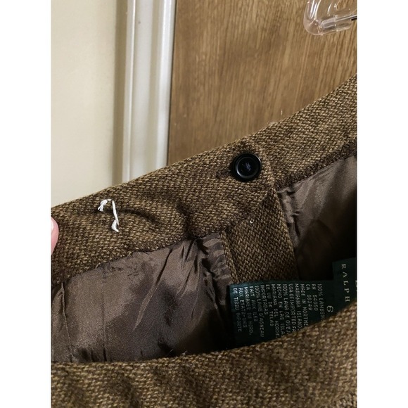 Lauren Ralph Lauren Vintage Lambswool Brown Pencil Skirt Size 6 Tweed Brown Zip - Picture 8 of 8